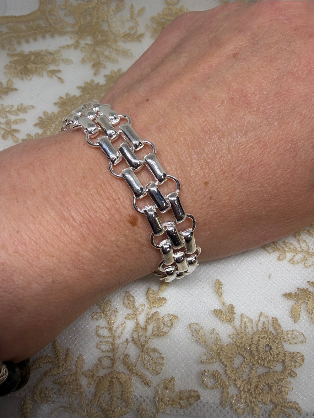 925 Sterling Silver Heavy Multi-Link Fluid Chain Statement Bracelet Maximalist
